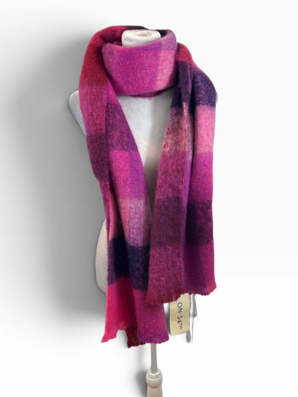 Brand new with Tags On 34th Brand Convertible Scarf Berry Plaid